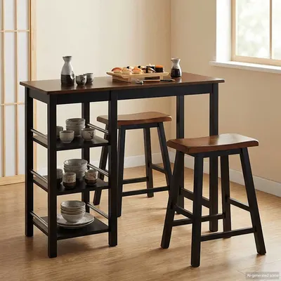 vidaXL Set mobilier de bar, 3 piese, MDF, negru