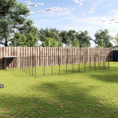 vidaXL Padoc pentru câini, negru, 30,25 m², oțel