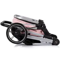 Carucior 2 in 1 pentru copii Chipolino Pearl Powder Pink, transformabil, sezut reversibil, bara detasabila, roti cu suspensii, geanta, greutate admisa 22 kg