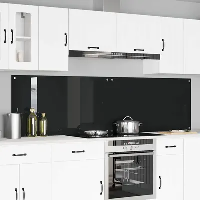 vidaXL Panou de bucătărie 2 buc. Negru 110 x 60 cm sticlă securizată