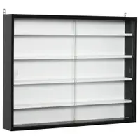 HOMCOM Vitrina Moderna pentru Colectionare 5 Etajere, Panou Suport de obiecte cu Etajere Reglabile, 80x9.5x60cm, Negru si Alb | Aosom Romania
