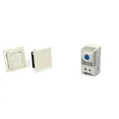 Pachet Ventilatie si Filtrare Premium Tablou Electric: Ventilator cu Grilaj si Filtru 124x124mm si Termostat