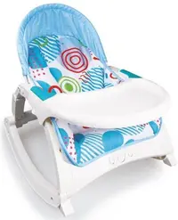 Șezlong pentru bebeluși Raya Toys – 2-în-1, cu muzică și vibrație, albastru