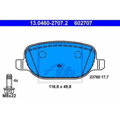 Set placute frana, frana disc ATE 13.0460-2707.2