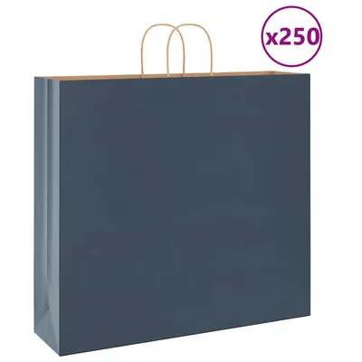 vidaXL Saci de hârtie 250 buc cu mânere Albastru 54x15x49 cm