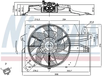 Ventilator radiator (cu carcasa) potrivit FORD ESCORT CLASSIC, ESCORT VI 1.8D 01.95-06.01
