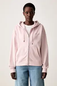Guess Jeans hanorac cu fermoar și glugă pentru femei din bumbac