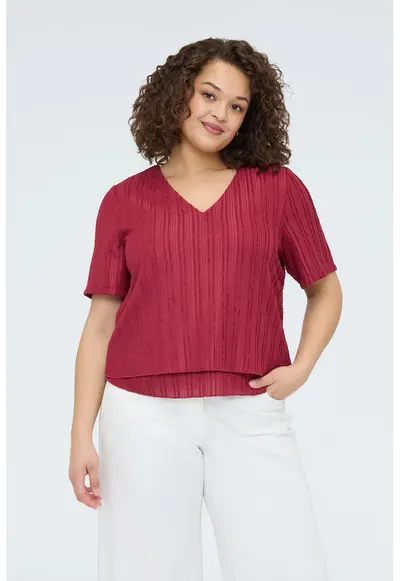 Bluza cu decolteu in V - Rosu