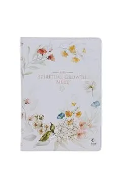 The Spiritual Growth Bible, Study Bible, NLT - New Living Translation Holy Bible, Faux Leather, White Printed Floral