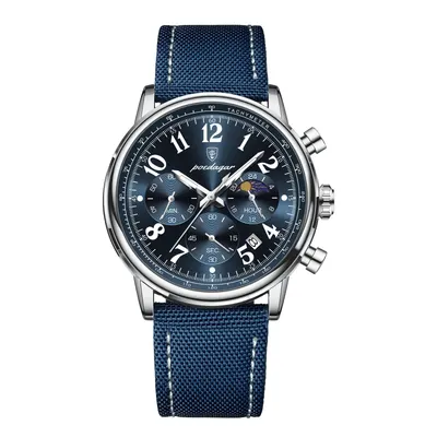 Ceas barbatesc Poedagar Cronograf Elegant Casual Calendar Indici Luminosi Nylon Albastru