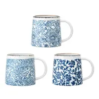 Căni albe/albastre 3 buc. din gresie ceramică Molly – Bloomingville