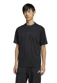 Tricou cu decolteu la baza gatului si detaliu cu model monograma - Negru