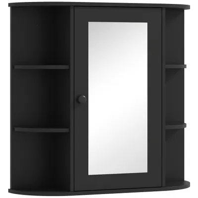 Homcom Dulapior Baie cu Oglinda – Lemn Alb 66×17×63 cm | Aosom Romania
