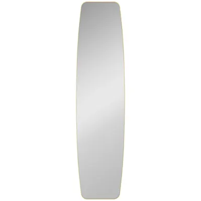 HOMCOM Oglindă mare de perete ovală 160 x 40 cm, oglindă suspendată modernă, cadru din metal și lemn, gata de agățat, auriu | Aosom Romania