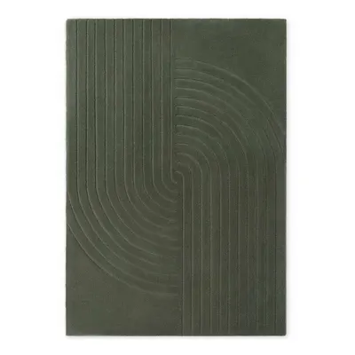Covor verde închis țesut manual din lână 120x180 cm Arcura – Vikosa
