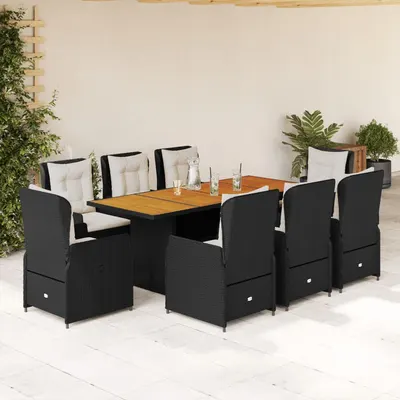 Gossi set mobilier de gradina cu perne, 9 piese, negru, poliratan