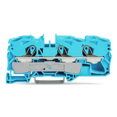 3-conductor through terminal block; 16 mm²; for Ex e II and Ex i applications; side and center marking; for DIN-rail 35 x 15 and 35 x 7.5; Push-in CAGE CLAMP®; 16,00 mm²; blue