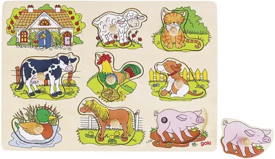 Puzzle din lemn Goki - Ferma, muzical