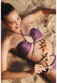 Sutien de baie cu bretele incrucisate - Violet prafuit
