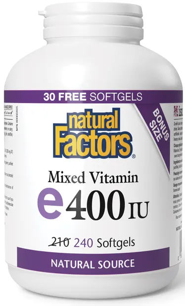 Vitamin E, 400 IU, 240 capsule, Natural Factors