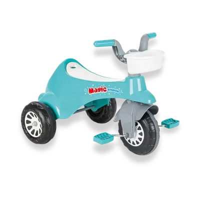 Tricicleta pentru copii Pilsan Magic Turquoise cu spatiu de depozitare, de la 3 ani pana la 35 kg