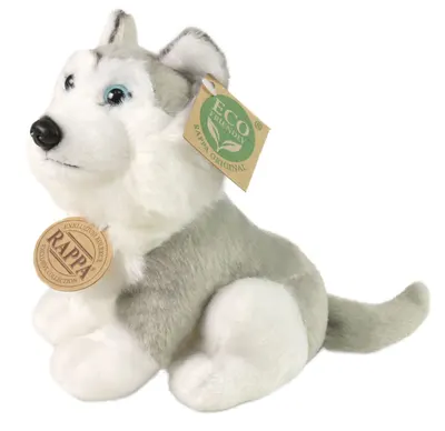 Jucărie de plus Rappa Eco Friends - Husky, 16 cm, gri