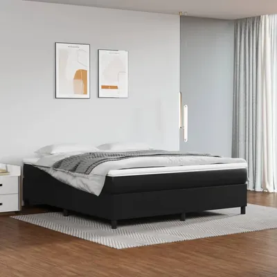 vidaXL Cadru de pat cu arcuri, negru, 160x200 cm, piele ecologică
