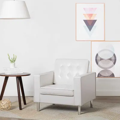 vidaXL Fotoliu alb 75x70x75 cm piele ecologică