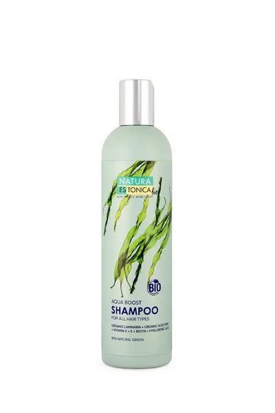 Sampon cu acid hialuronic + aloe vera si alge marine Aqua Boost, 400ml, Natura Estonica