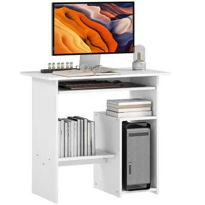 HOMCOM Birou de calculator, birou, placaj, metal, 80 x 45 x 75 cm, Alb | Aosom Romania