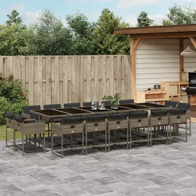 Gossi set mobilier de gradina cu perne, 17 piese, gri, poliratan
