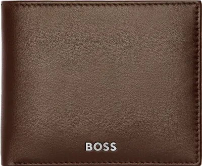 Portofel pentru bărbați Hugo Boss Classic Smooth - protecție RFID, cu capac, maro închis