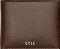 Portofel pentru bărbați Hugo Boss Classic Smooth - protecție RFID, cu capac, maro închis