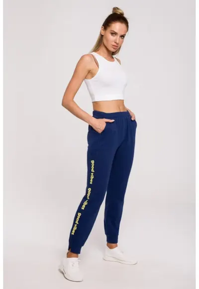 Pantaloni pentru femei cu logo Good Vibes - - Bleumarin