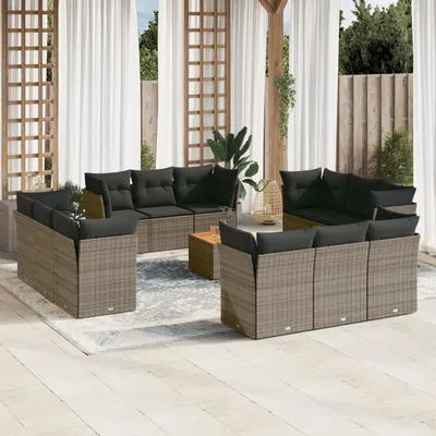 Gossi set mobilier de gradina cu perne, 13 piese, gri, poliratan