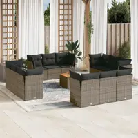 Gossi set mobilier de gradina cu perne, 13 piese, gri, poliratan