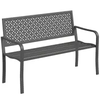 Outsunny Bancă de grădină 2 locuri din metal, rezistentă la intemperii, șezut exterior cu spătar rezistent la rugină, design geometric, până la 240 kg | Aosom Romania
