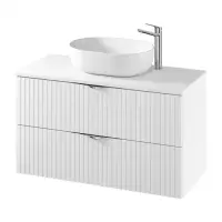 Dulap baie suspendat 100 cm pentru lavoar, alb mat, MDF, Cersanit Tirso
