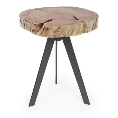 Măsuță de cafea neagră/în culoare naturală cu blat din lemn de acacia ø 35 cm Aron – Bizzotto
