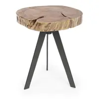 Măsuță de cafea neagră/în culoare naturală cu blat din lemn de acacia ø 35 cm Aron – Bizzotto