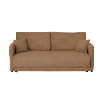 Canapea extensibila BERNA S, 3 locuri, cu arcuri si lada depozitare, caramiziu, 210x110x93 cm