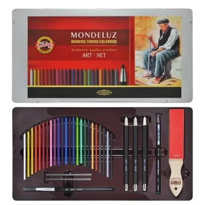 Set arta, 32piese/set, cutie metal, Aquarell Mondeluz Koh-I-Noor