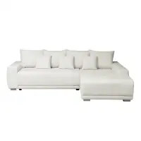 Coltar MARIBO L BUCLE extensibil, cu arcuri si lada depozitare, colt dreapta, crem, 282x205x92 cm