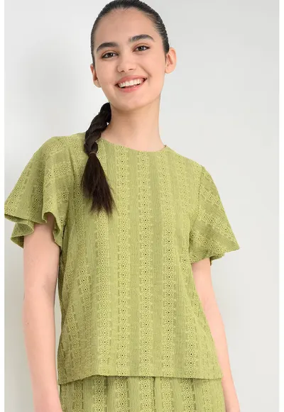 Bluza cu perforatii Cassandra - Verde deschis