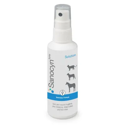 SANOCYN Forte Rani si Leziuni Cutanate, îngrijire răni soluție câini și pisici, antibacteriană, flacon, 75ml
