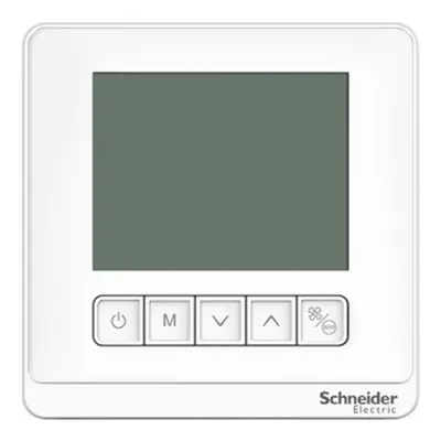 Termostat, Spacelogic, ventiloconvector pornit/oprit, autonom, LCD cu 5 butoane, 2P, 3 ventilatoare, 240V, alb