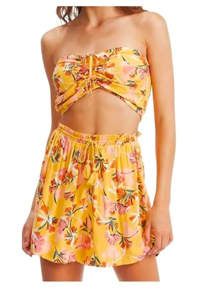 Bluza crop cu imprimeu floral Island Hops