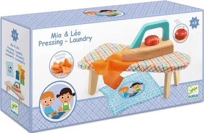Set de joacă Djeco - Mia & Léo, fier și masă de călcat