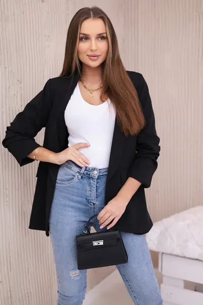 Sacou elegant negru cu maneci dr...