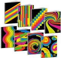 Caiet cu spirală Blasetti One Color - Black&Fluo, A4, 60 de coli, rânduri late, sortiment